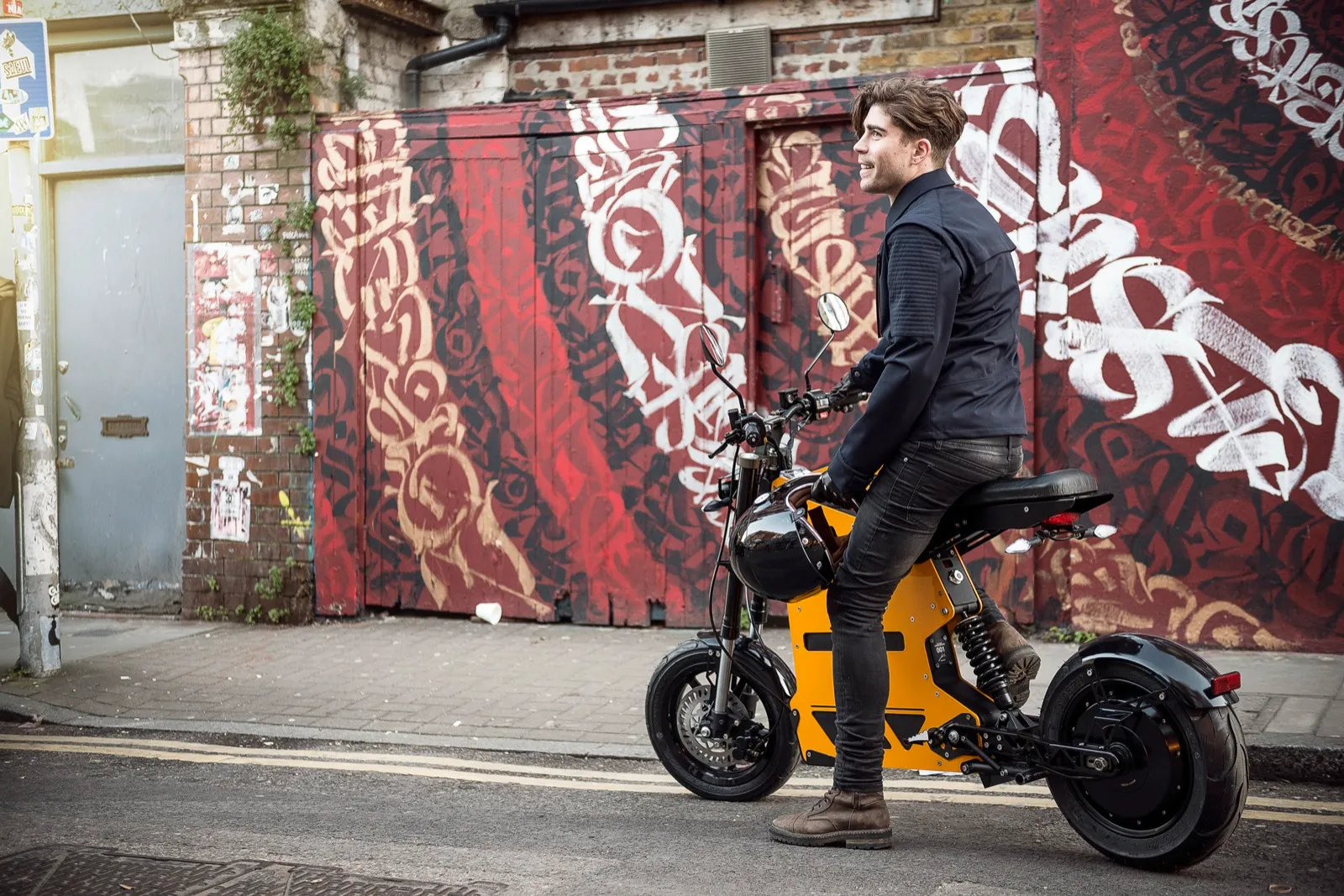 The ETT Raker electric motorcycle on a London street