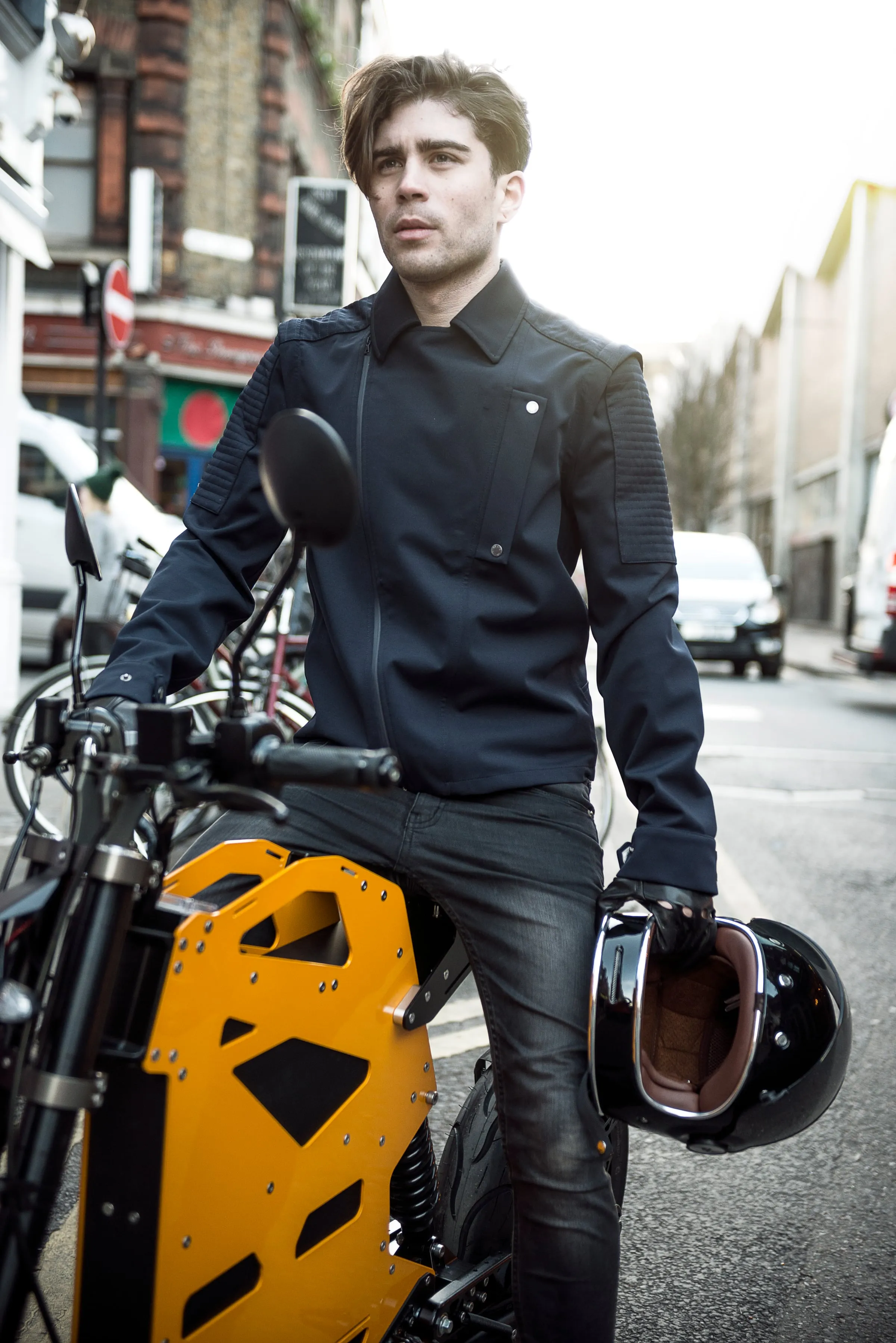 Rider on the ETT Raker electric motorcycle